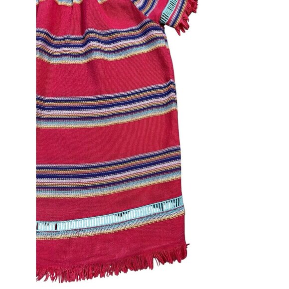 Anthropologie DRA Woven Frayed Raw Stripe Boho Top Large Short Sleeves - Picture 5 of 9